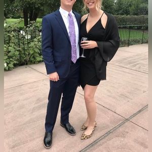 Little Black Dress LBD ruched wedding guest dress, large